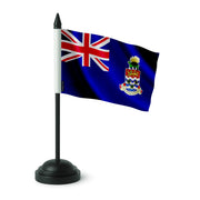 Drapeau de table îles caïmans polyester socle plastique noir