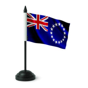 Drapeau de table îles cook polyester socle plastique noir