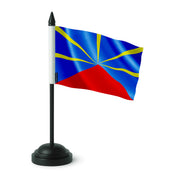 Drapeau de table la réunion polyester socle plastique noir