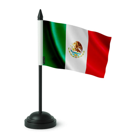 Drapeau de table mexique polyester socle plastique noir