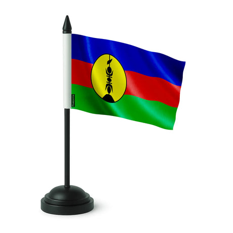 Drapeau de table nouvelle-calédonie polyester socle noir