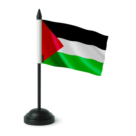 Drapeau de table palestine polyester avec socle noir