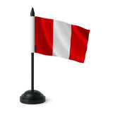 Drapeau de table pérou en polyester socle plastique noir