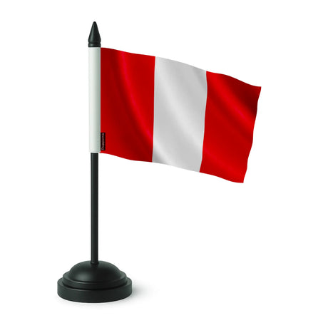 Drapeau de table pérou en polyester socle plastique noir
