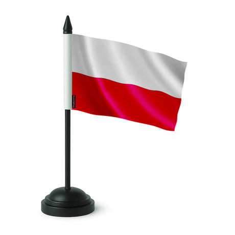 Drapeau de table pologne polyester avec socle noir élégant