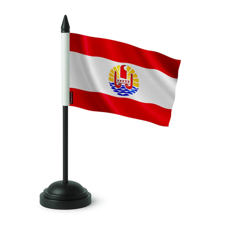 Drapeau de table polynésie française polyester socle plastique