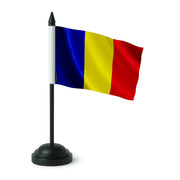 Drapeau de table roumanie polyester socle plastique noir