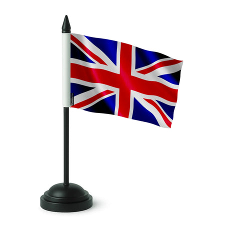 Drapeau de table royaume-uni polyester avec socle noir