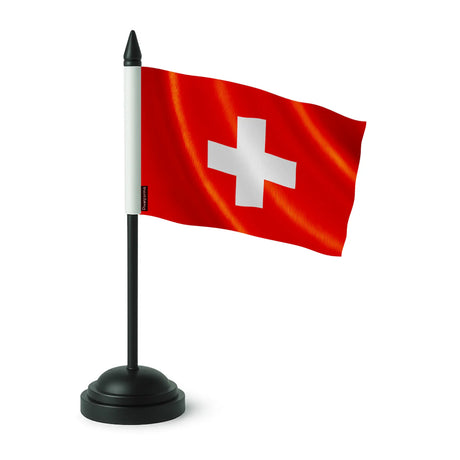 Drapeau de table suisse polyester socle plastique noir