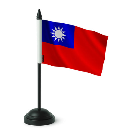 Drapeau de table taïwan en polyester avec socle noir