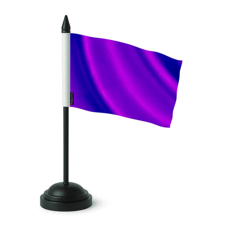 Drapeau de table violet foncé france polyester socle noir