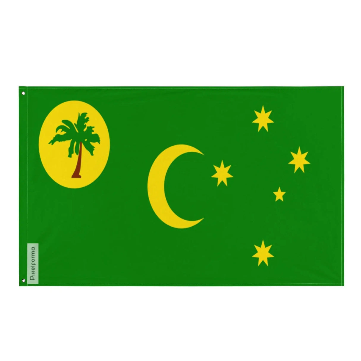 Drapeau îles cocos polyester résistant œillets à gauche