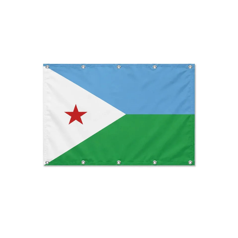 Drapeau de Djibouti format S en polyester avec dix œillets