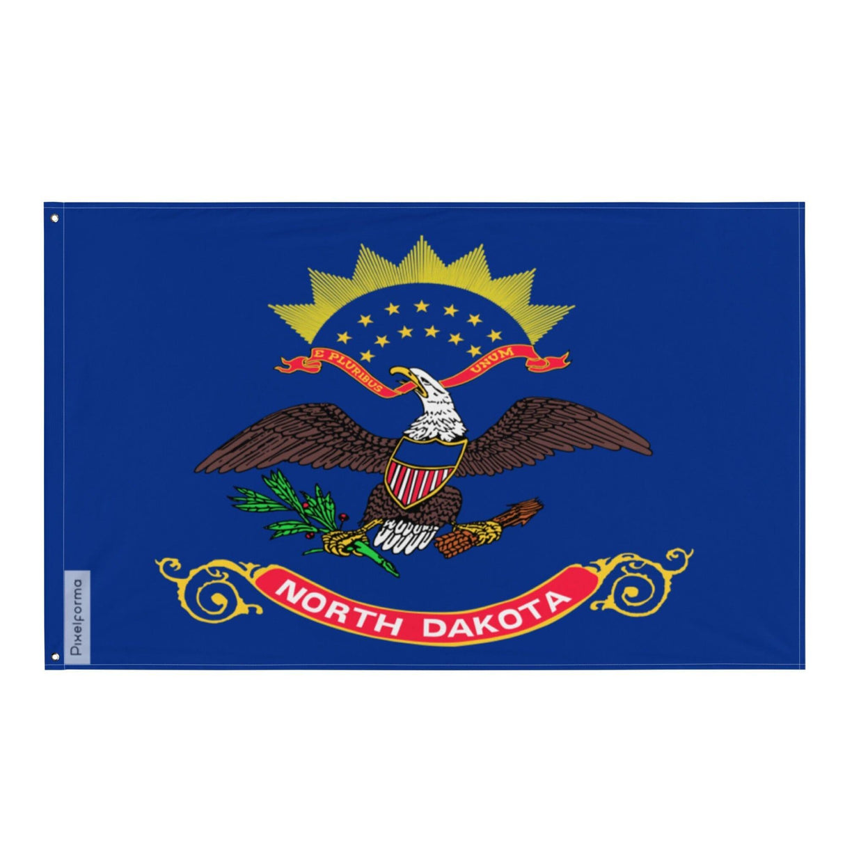 Drapeau du Dakota du Nord en plusieurs tailles 100 % polyester Imprimer avec Double ourlet - Pixelforma 
