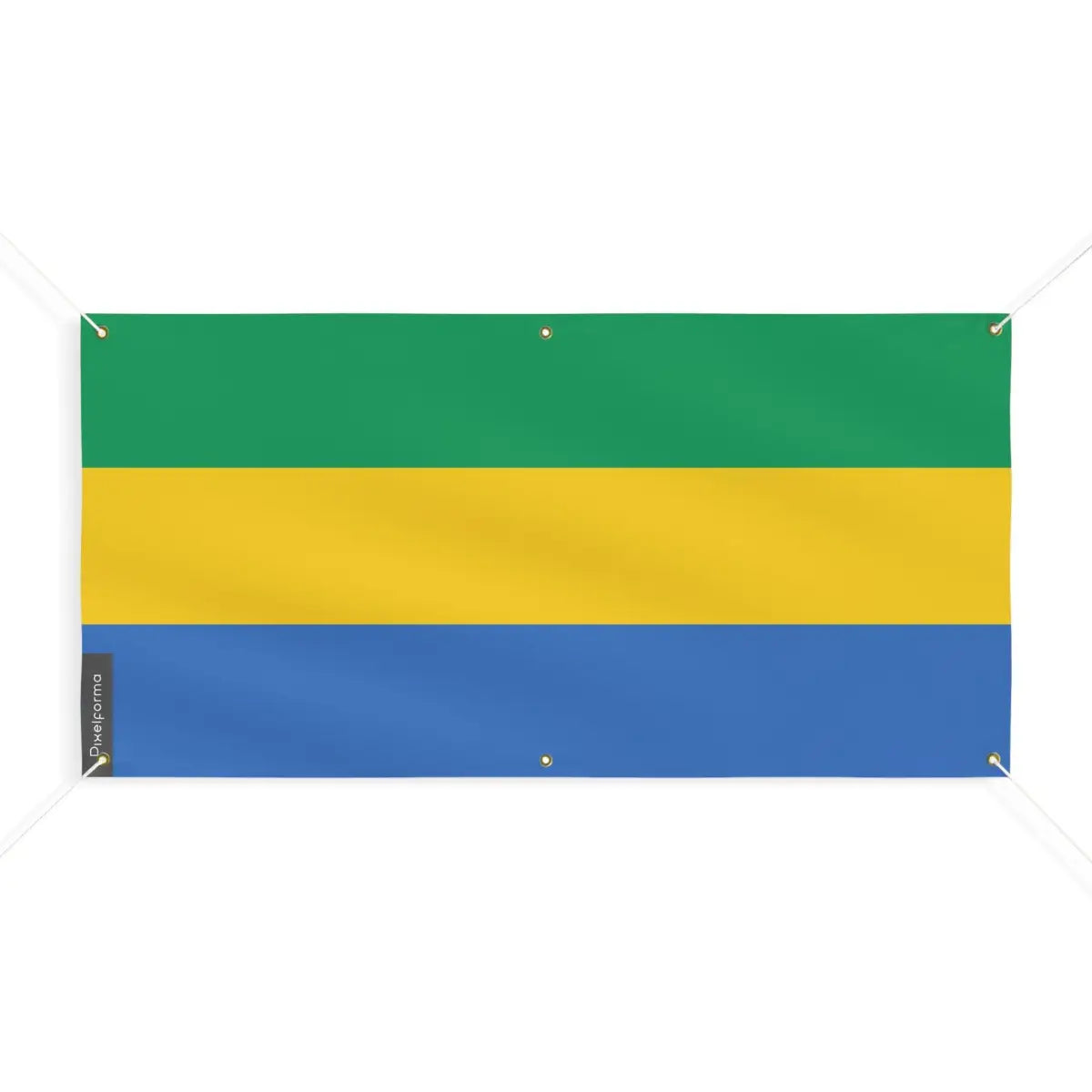 Drapeau du Gabon 6 Oeillets en Plusieurs Tailles (M) - Pixelforma 