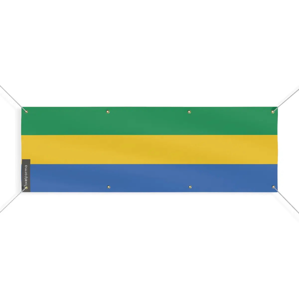 Drapeau du Gabon 8 Oeillets en Plusieurs Tailles (L) - Pixelforma 