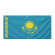 Drapeau kazakhstan en polyester résistant avec œillets