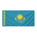 Drapeau kazakhstan en polyester résistant avec œillets