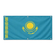 Drapeau kazakhstan en polyester résistant avec œillets