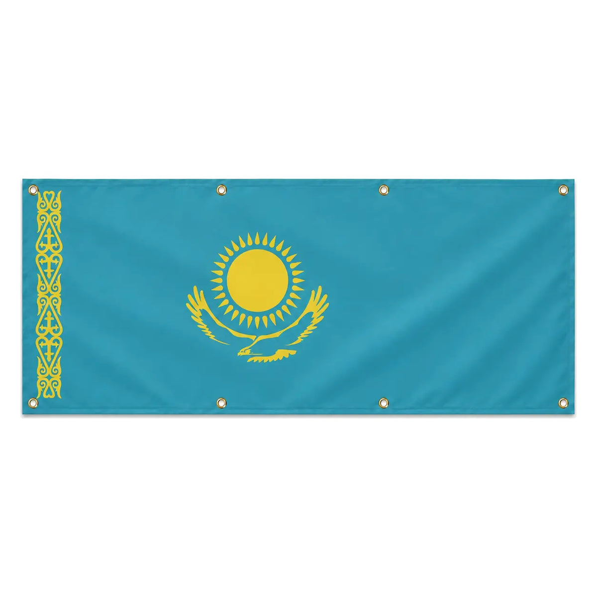Drapeau kazakhstan en polyester résistant pour extérieur