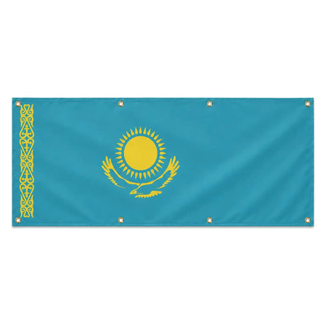 Drapeau kazakhstan en polyester résistant pour extérieur