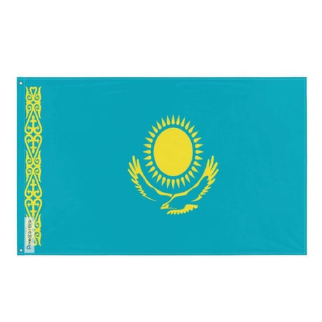 Drapeau du Kazakhstan officiel en plusieurs tailles 100 % polyester Imprimer avec Double ourlet - Pixelforma 