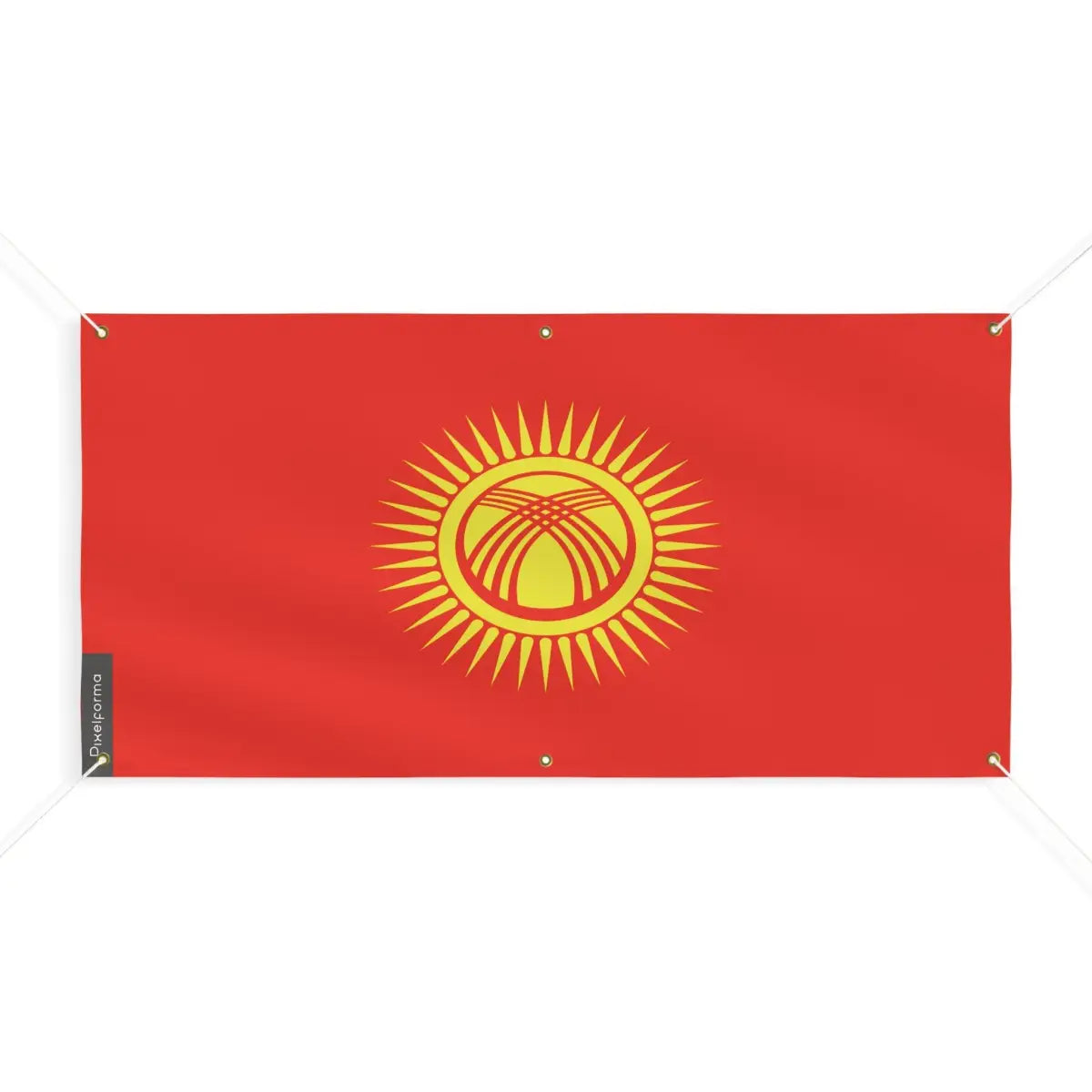 Drapeau du Kirghizistan 6 Oeillets en Plusieurs Tailles (M) - Pixelforma 