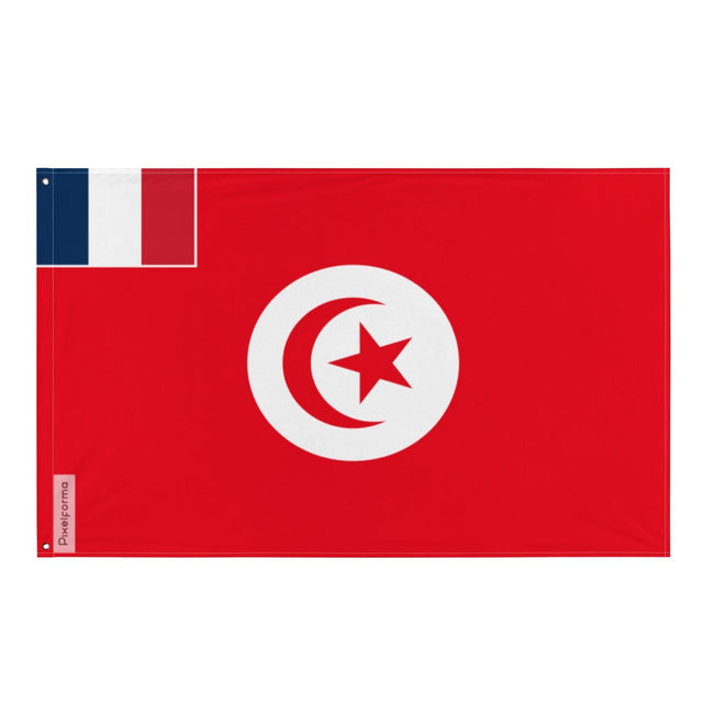 Drapeau du Protectorat français sur la Tunisie en plusieurs tailles 100 % polyester Imprimer avec Double ourlet - Pixelforma