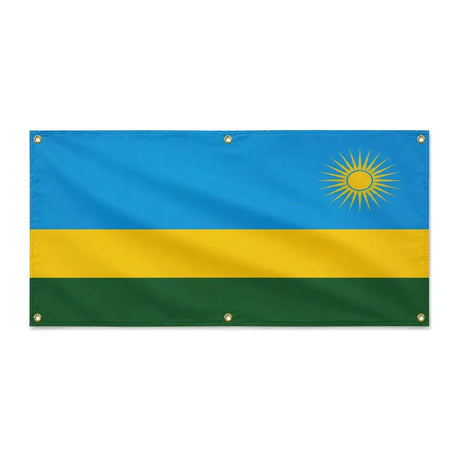 Drapeau rwanda polyester résistant usage extérieur intempéries