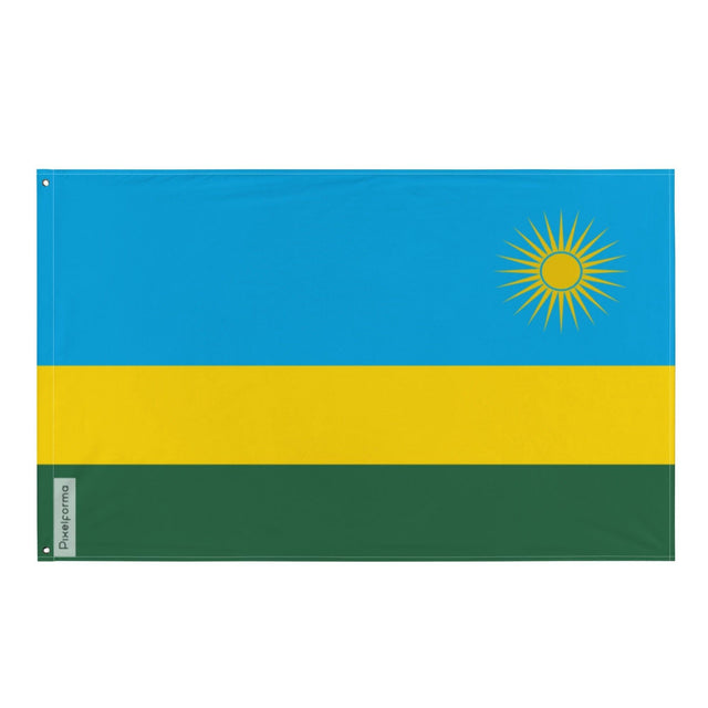 Drapeau du Rwanda en plusieurs tailles 100 % polyester Imprimer avec Double ourlet - Pixelforma