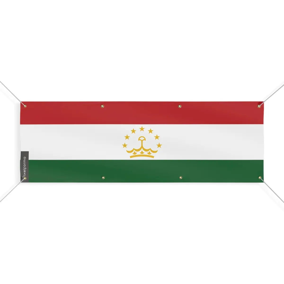 Drapeau du Tadjikistan 8 Oeillets en Plusieurs Tailles (L) - Pixelforma 