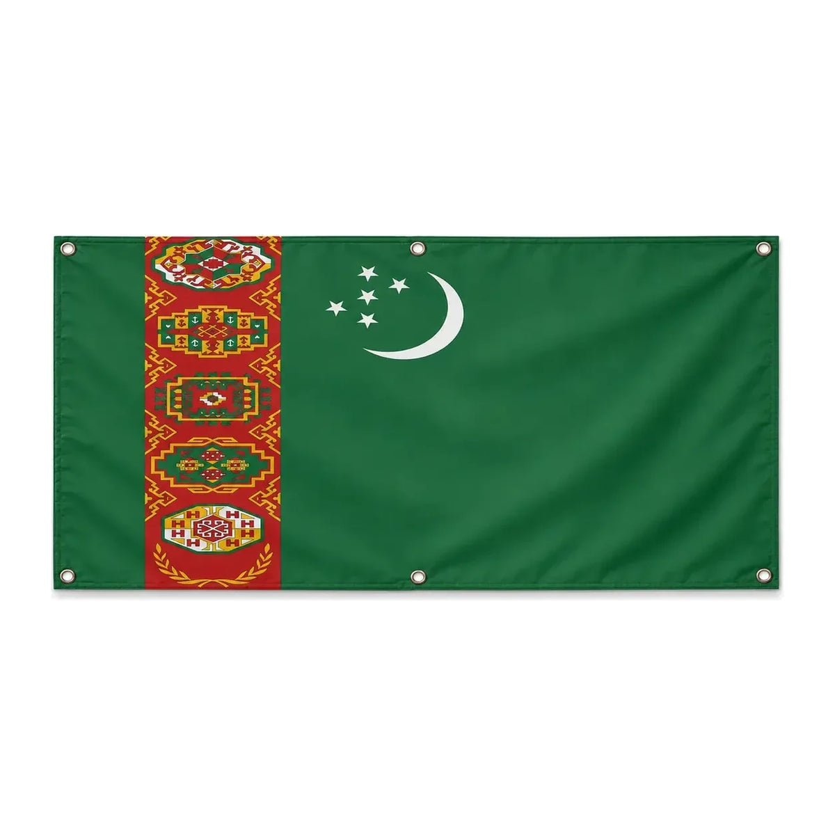 Drapeau turkménistan polyester résistant avec œillets