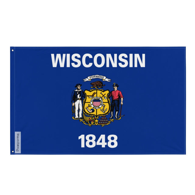 Drapeau du Wisconsin en plusieurs tailles 100 % polyester Imprimer avec Double ourlet - Pixelforma 