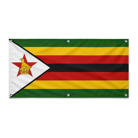 Drapeau zimbabwe en polyester résistant avec 6 œillets