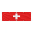 Drapeau et armoiries de la Suisse grand format XL en polyester avec dix œillets