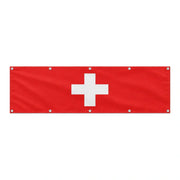 Drapeau et armoiries de la Suisse grand format XL en polyester avec dix œillets
