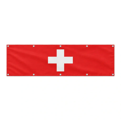 Drapeau et armoiries de la Suisse grand format XL en polyester avec dix œillets