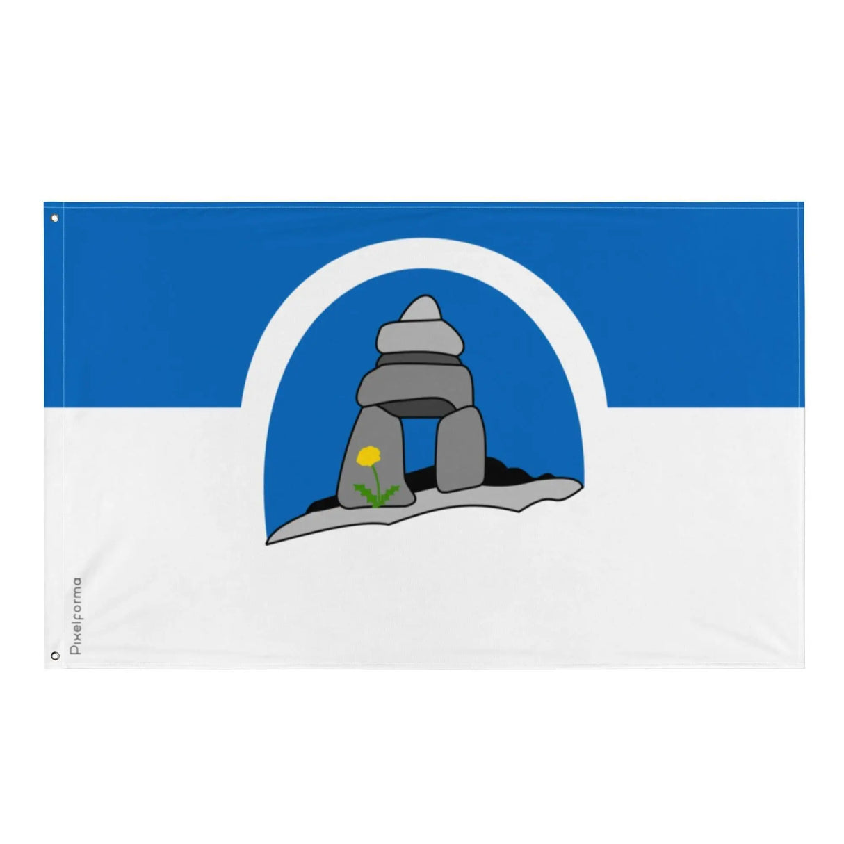 Drapeau franco-nunavois polyester résistant œillets à gauche