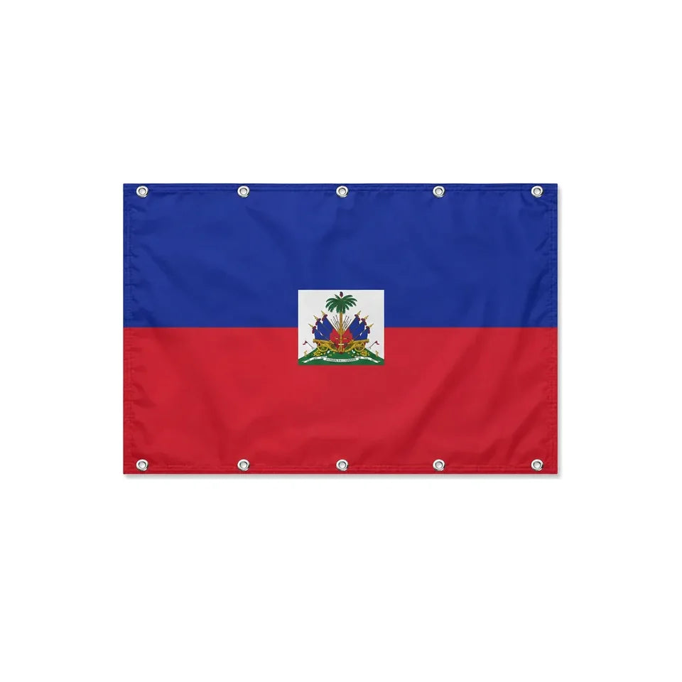 Drapeau d'Haïti format S en polyester avec dix œillets