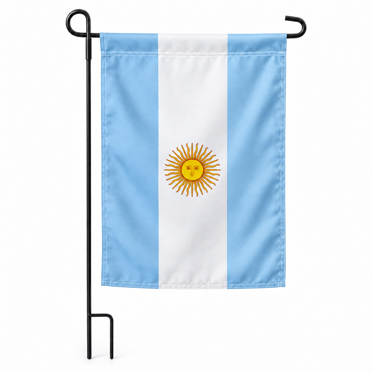 Drapeau jardin vertical Argentine sur support noir