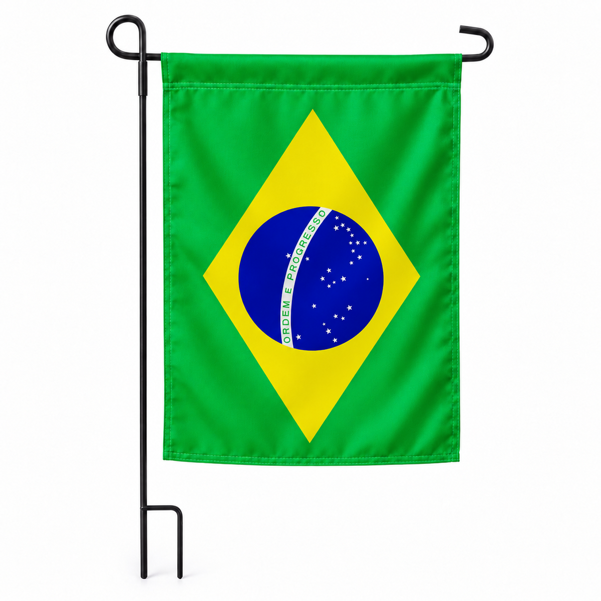 Drapeau jardin vertical Brésil sur support noir