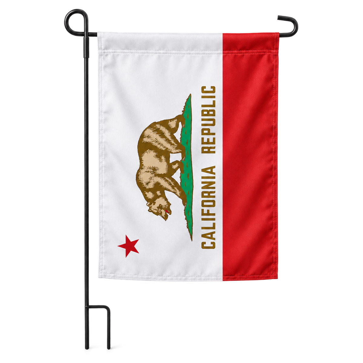 Drapeau jardin vertical Californie sur support noir