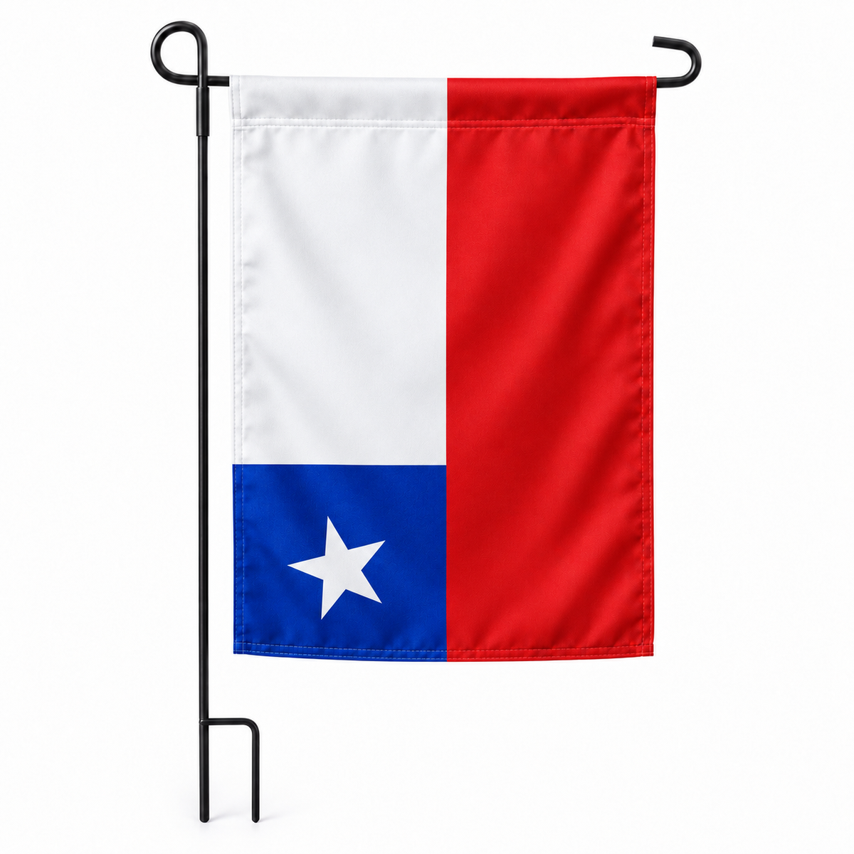 Drapeau jardin vertical Chili sur support noir
