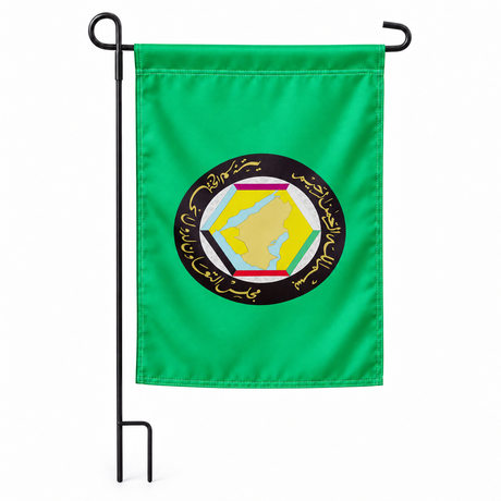 Drapeau jardin vertical Conseil de coopération du Golfe sur support noir
