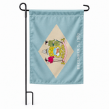 Drapeau jardin vertical Delaware sur support noir