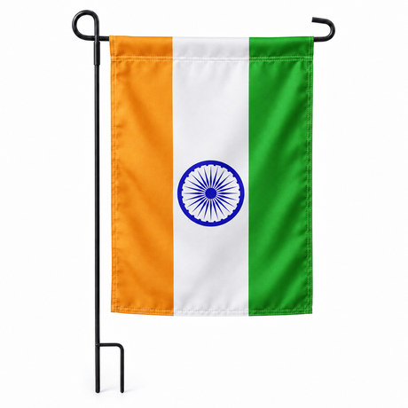 Drapeau jardin vertical Inde sur support noir