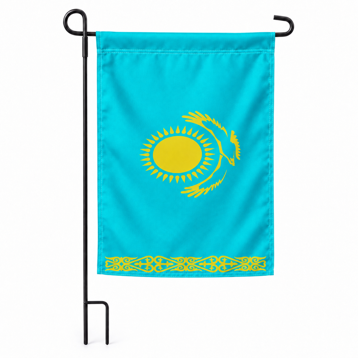 Drapeau jardin vertical Kazakhstan sur support noir
