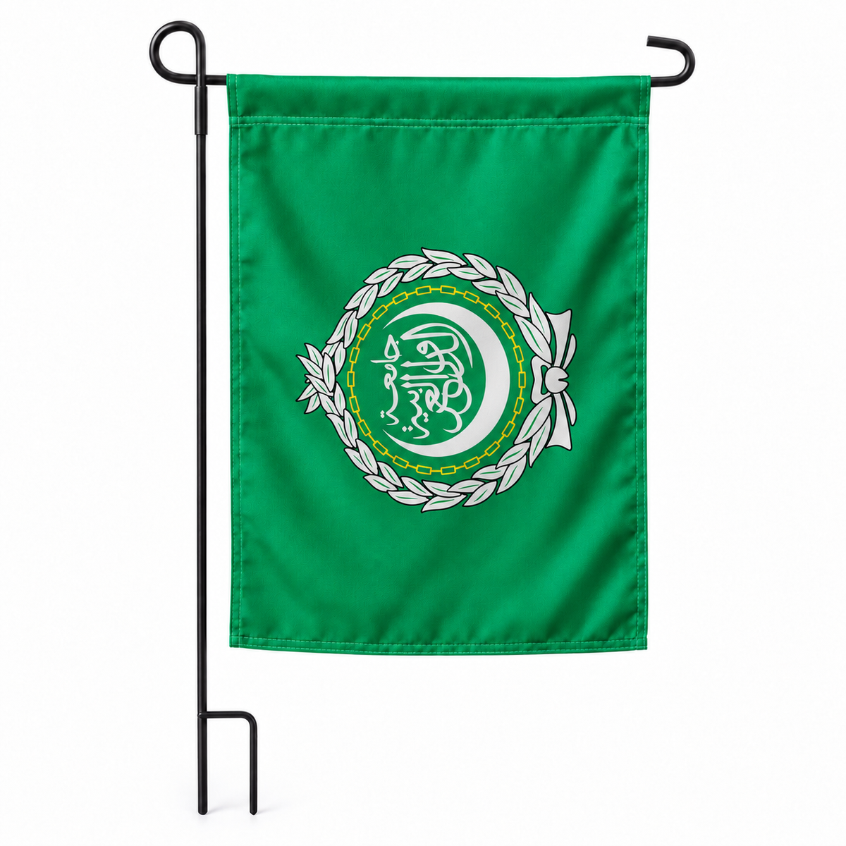 Drapeau jardin vertical Ligue arabe sur support noir