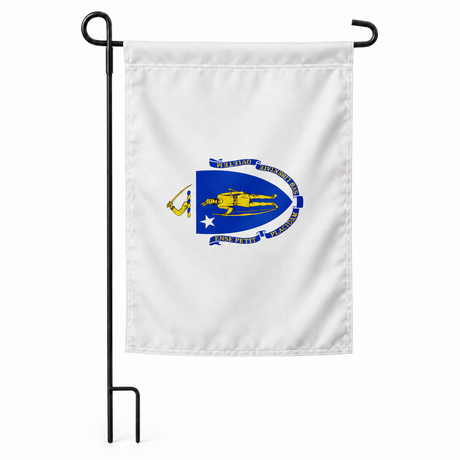 Drapeau jardin vertical Massachusetts sur support noir