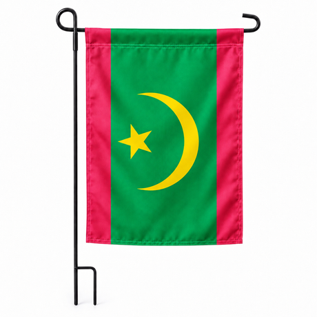 Drapeau jardin vertical Mauritanie sur support noir
